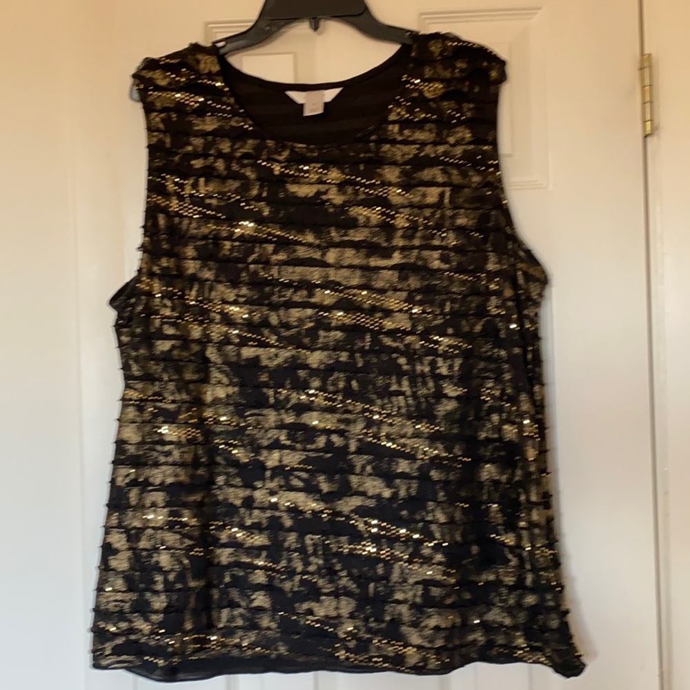 CJ Banks eyelash tank. Black and gold. Great for an evening out!